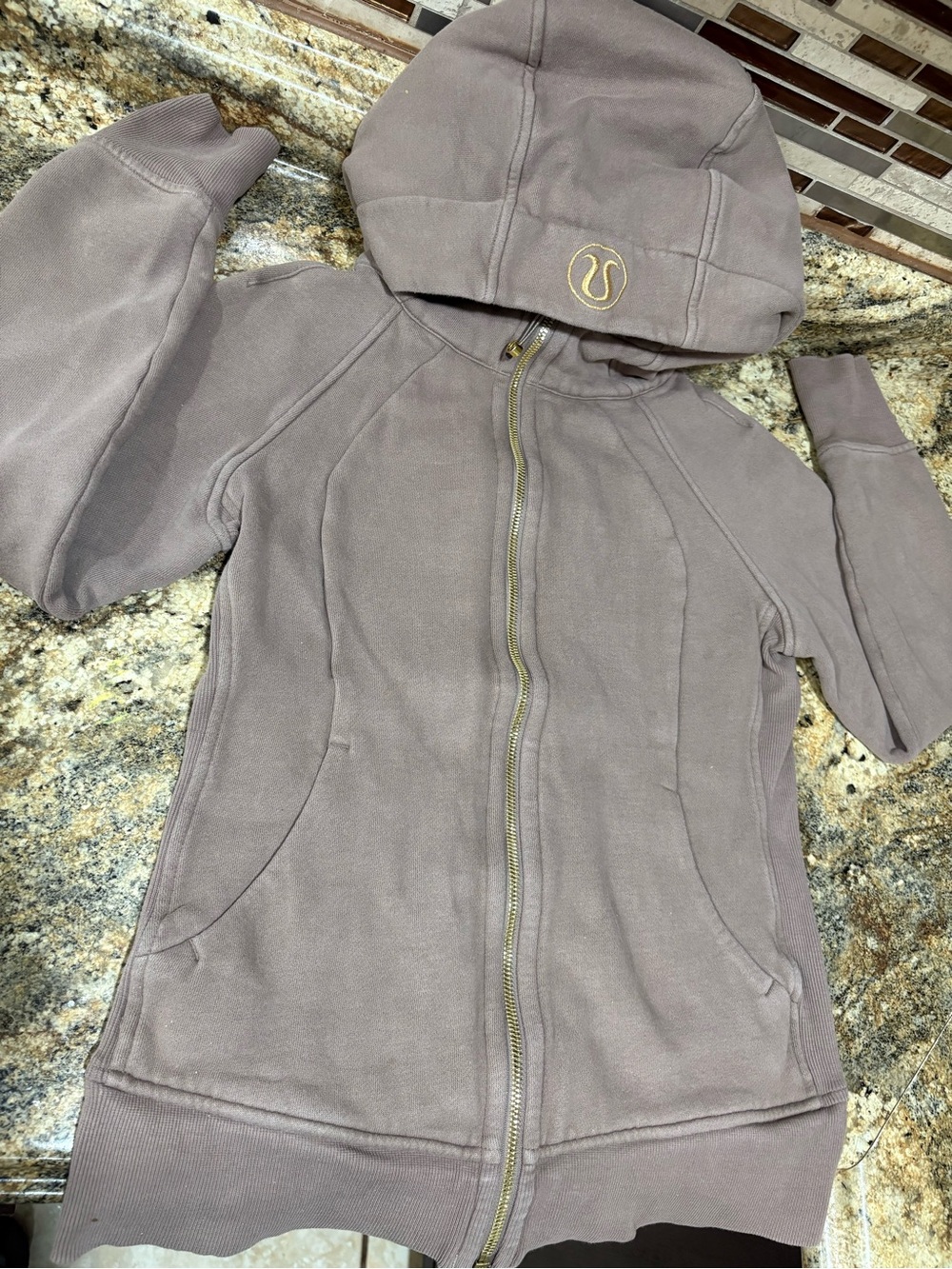 Girls' Hooded Zip Jacket with Logo in Taupe